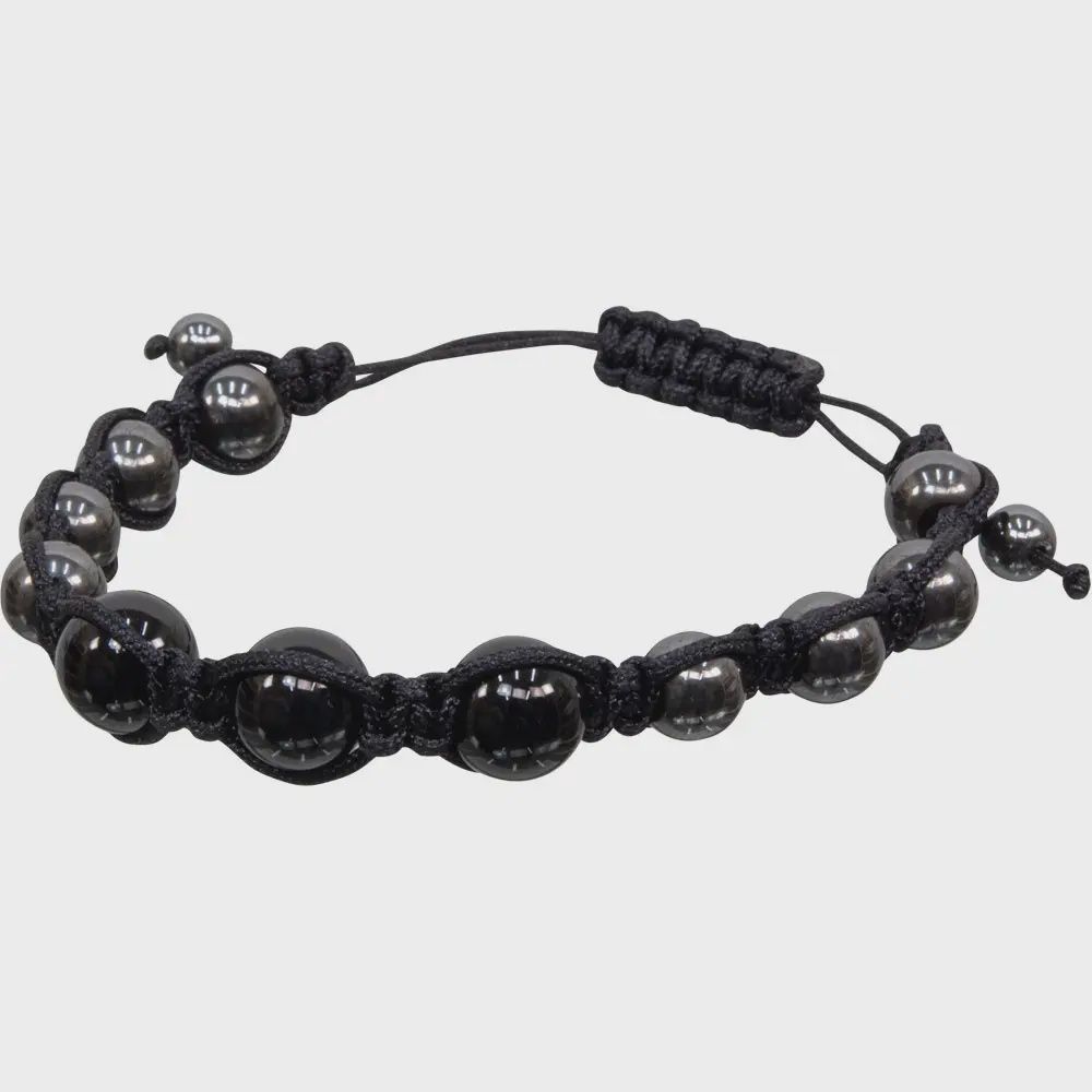 Black Onyx and Hematite Shamballa Bracelet