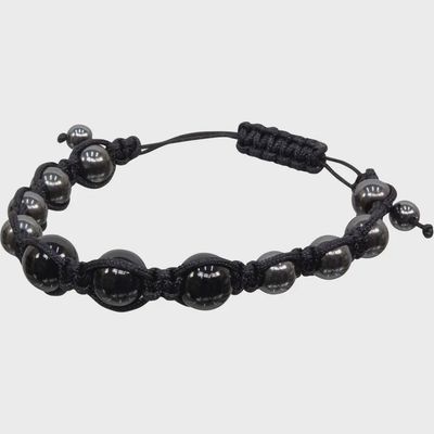 Black Onyx and Hematite Shamballa Bracelet