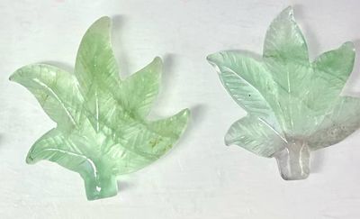 Carved Fluorite Crystal Hemp Leaf