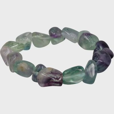 Fluorite Tumble Stone Beaded Bracelet