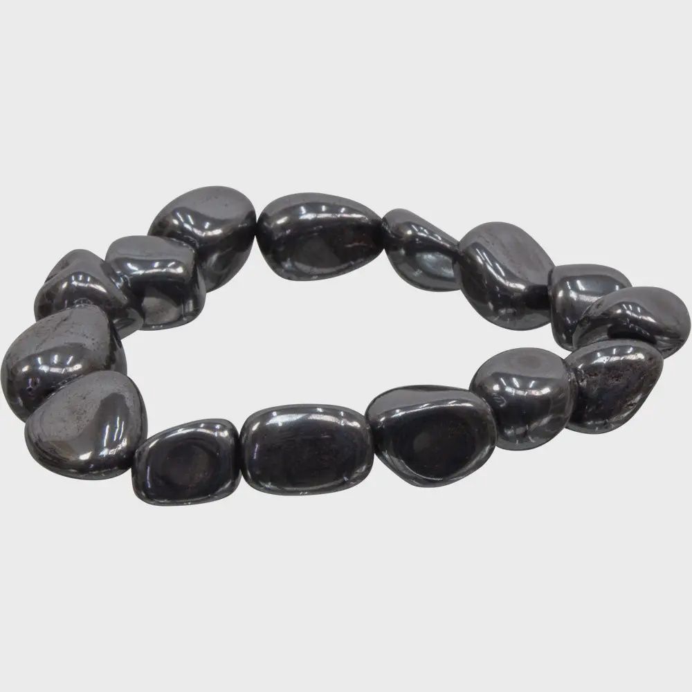 Hematite Tumble Stone Beaded Bracelet