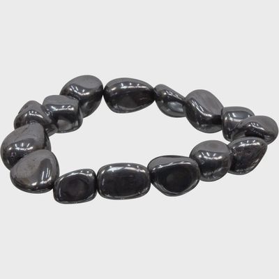 Hematite Tumble Stone Beaded Bracelet
