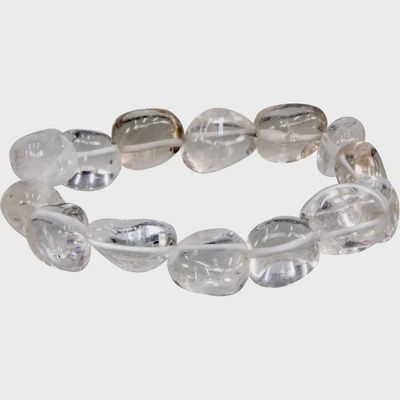 Clear Quartz Tumble Stone Beaded Bracelet