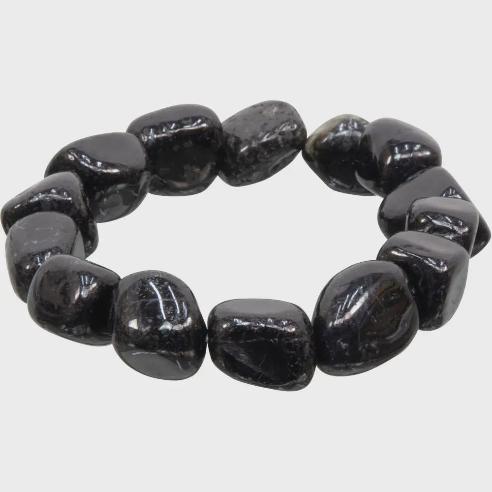 Black Tourmaline Tumble Stone Beaded Bracelet