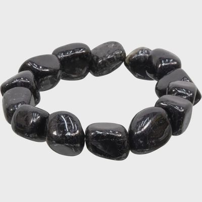 Black Tourmaline Tumble Stone Beaded Bracelet