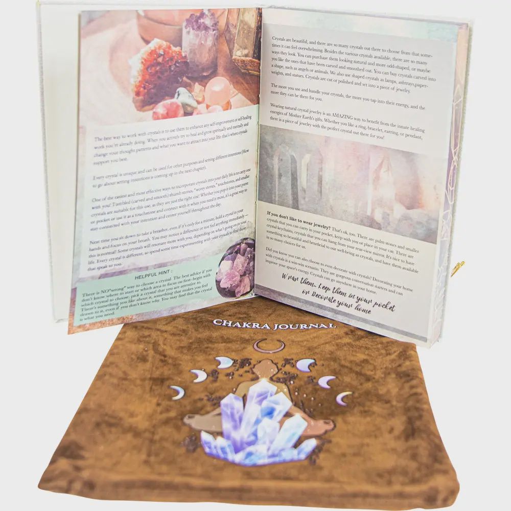 Chakra Crystal and Vegan Leather Crystal Journal w/ Bag