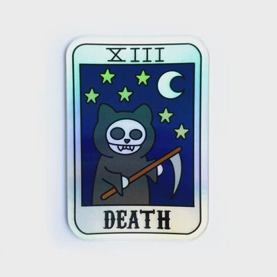Death Tarot Kitty Holographic Sticker