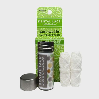 Dental Lace Bamboo Charcoal Vegan Floss with Glass Container (2x 33yd)
