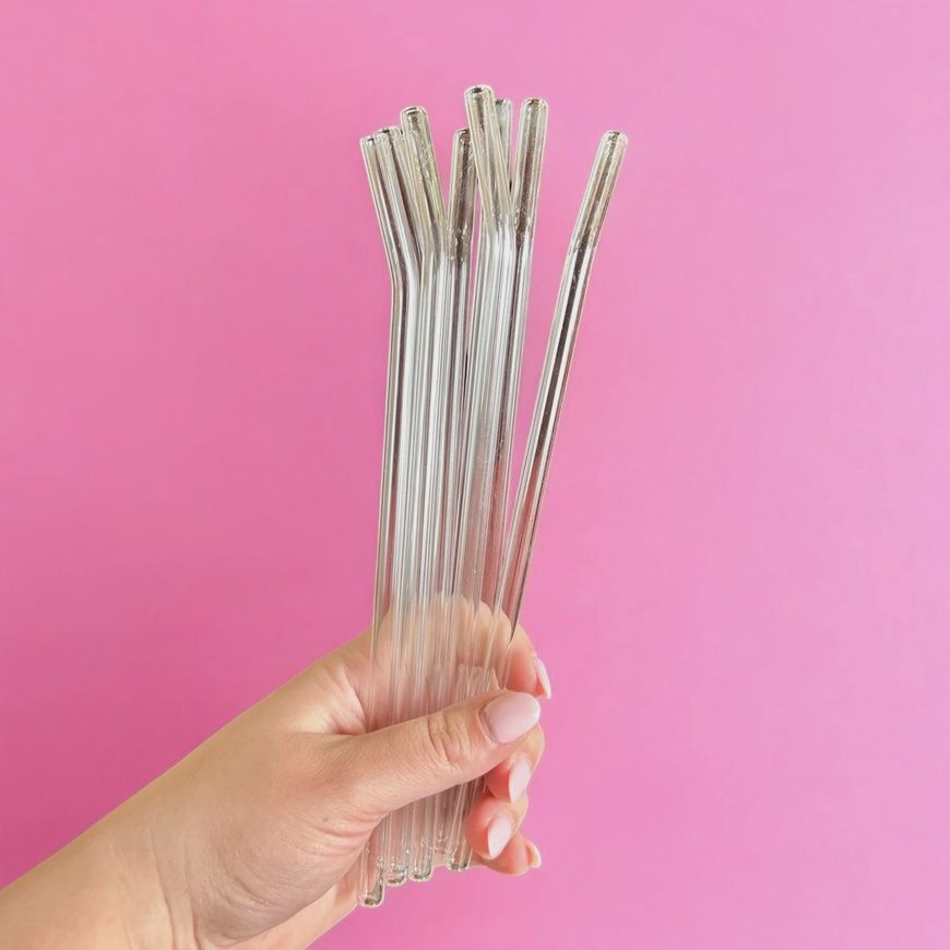 Glass Bent Top Straw, Size: 9in