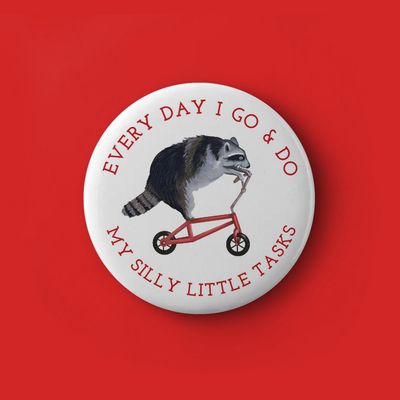 Raccoon on Bike doing Silly Little Tasks Pin