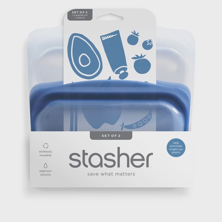 Stasher Sandwich and Snack 2-pack Bundle | Clear + Ocean