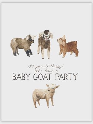 Baby Goat Party - Farm Goats Birthday Greeting Card