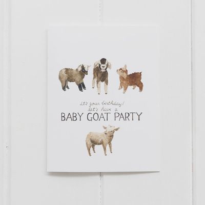 Baby Goat Party Birthday Greeting Card