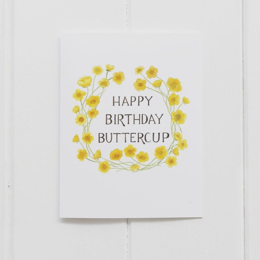 Buttercup Birthday Watercolor Greeting Card