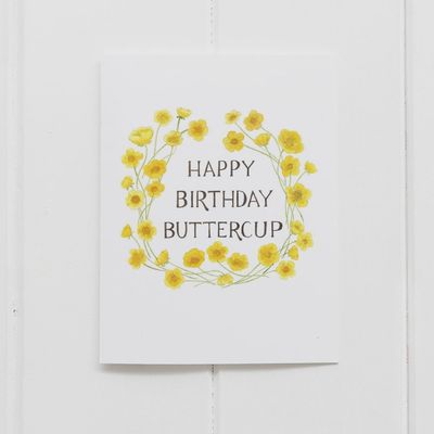 Buttercup Birthday Watercolor Greeting Card