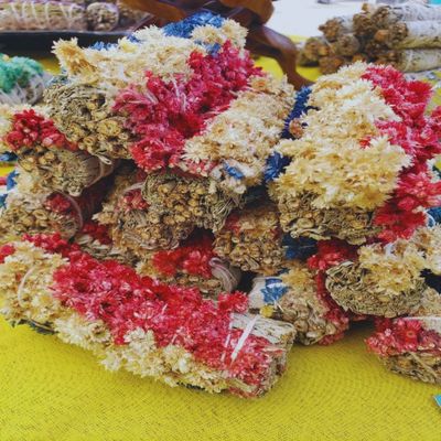 Red / White Mullein + Blue Flowers + Sage Herb Bundle