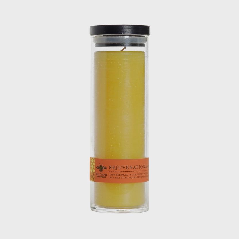 Pure Beeswax Sanctuary Glass Candle | 90 Hour Burn Time, Style: Rejuvenation (Sweet Orange + Clove Bud)