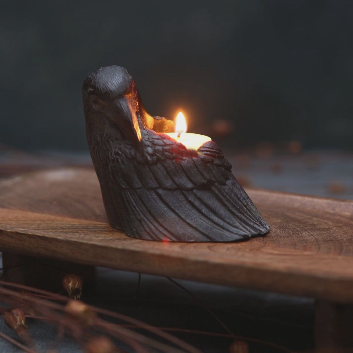 Handcrafted Beeswax Animal Candle, Style: Black Crow