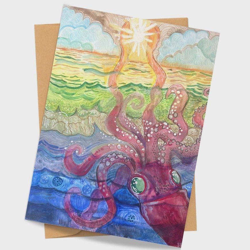 Reach for the Light Squid Greeting Card