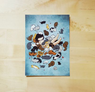 Kitty Heaven 5x7 Postcard Art Print