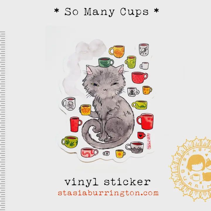 So Many Cups! Vinyl Sticker