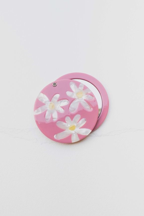 Eco Daisy Compact Mirror, Type: Strawberry Pink
