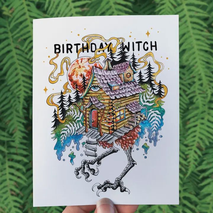 Birthday Witch - Baba Yaga Greeting Card