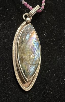 PA Labradorite Marquis Sterling Pendant
