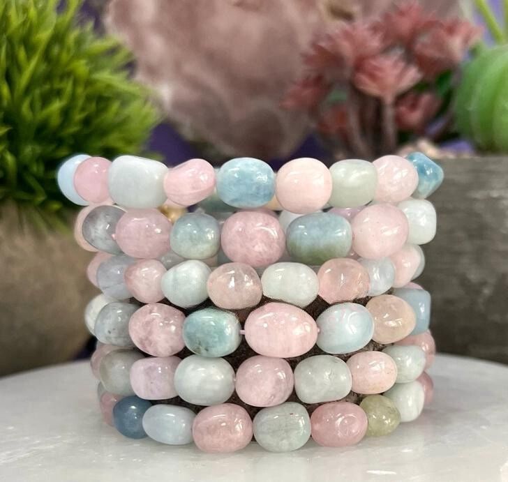 10mm Morganite Tumble Bead Stretch Bracelet