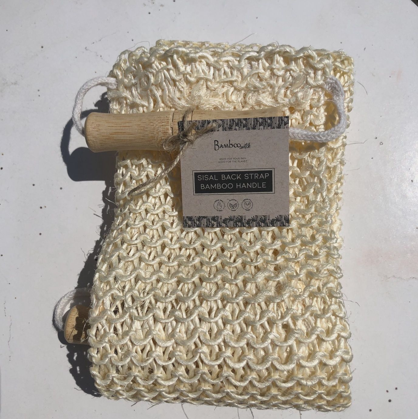 Exfoliating Sisal Body Strap, Style: Bamboo Handles