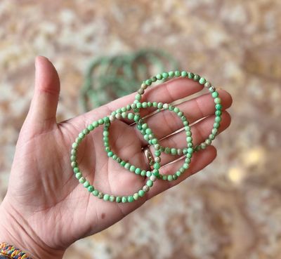 4mm Emerald Beaded Stretch Bracelet
