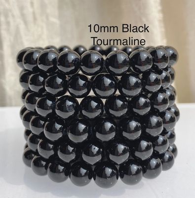 10mm Black Tourmaline Beaded Stretch Bracelet
