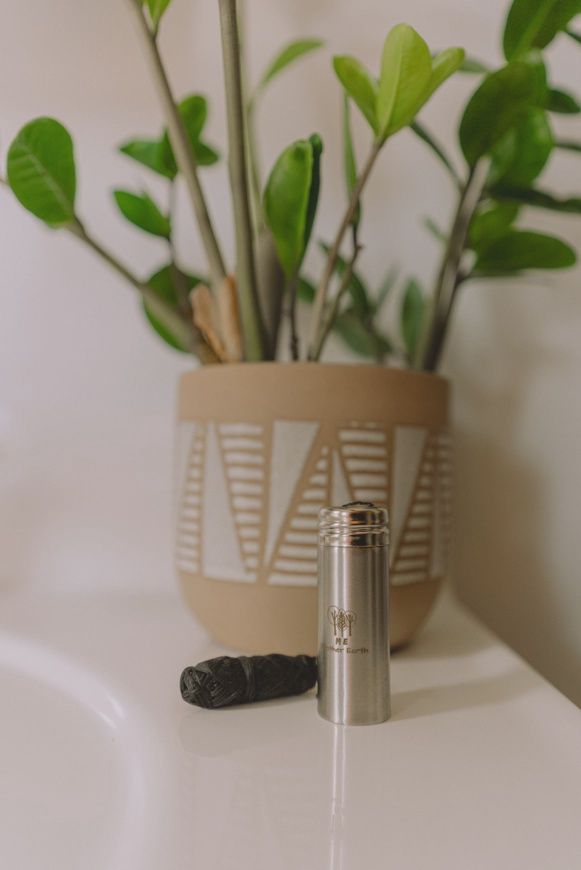 Vegan Biodegradable Charcoal Dental Floss in Stainless Steel Container, Style: Stainless