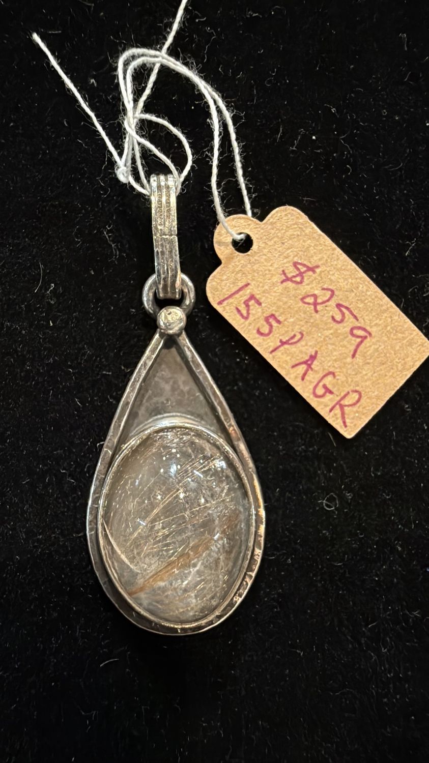 PA Large Oval Gold Rutile Sterling Pendant (pendant only)