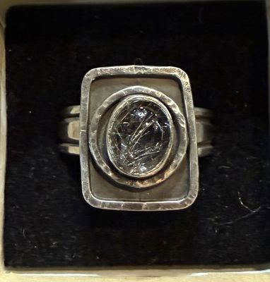 PA Black Rutile Square Sterling Ring