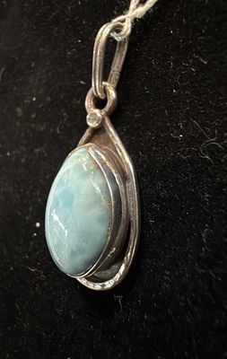 PA Oval Larimar in Sterling Pendant (pendant only)