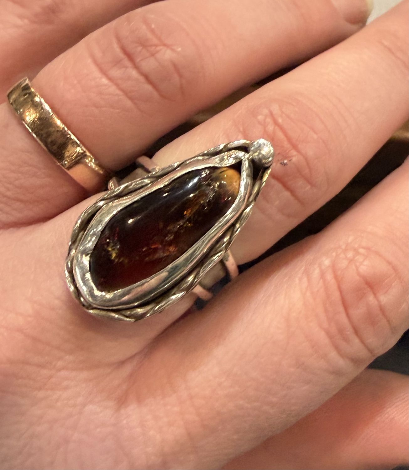 PA Freeform Amber Sterling Ring