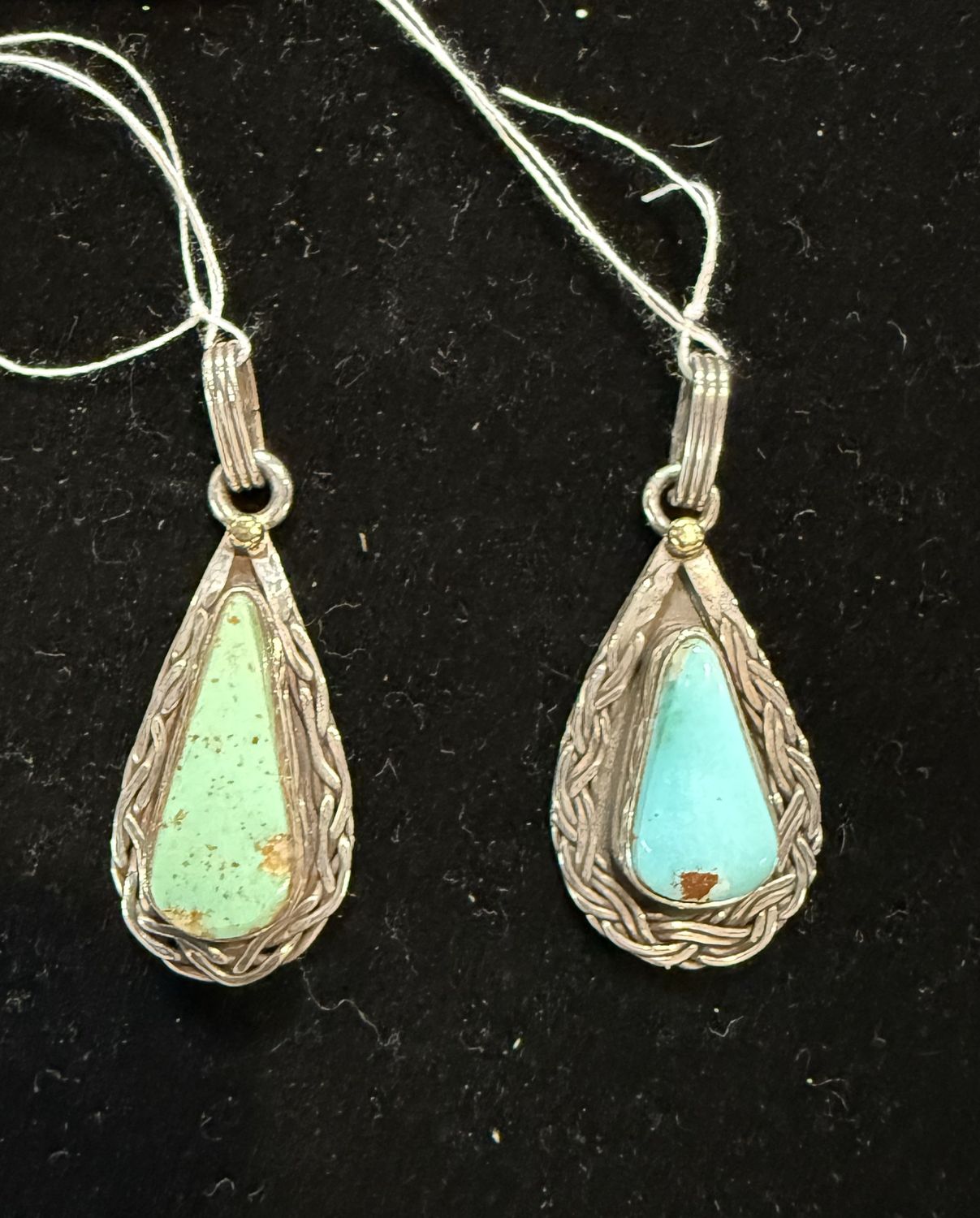 PA Pear ShapedTurquoise in Sterling Celtic Band Pendant (pendant only)