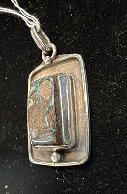 PA Square Boulder Opal in Sterling Pendant (pendant only)