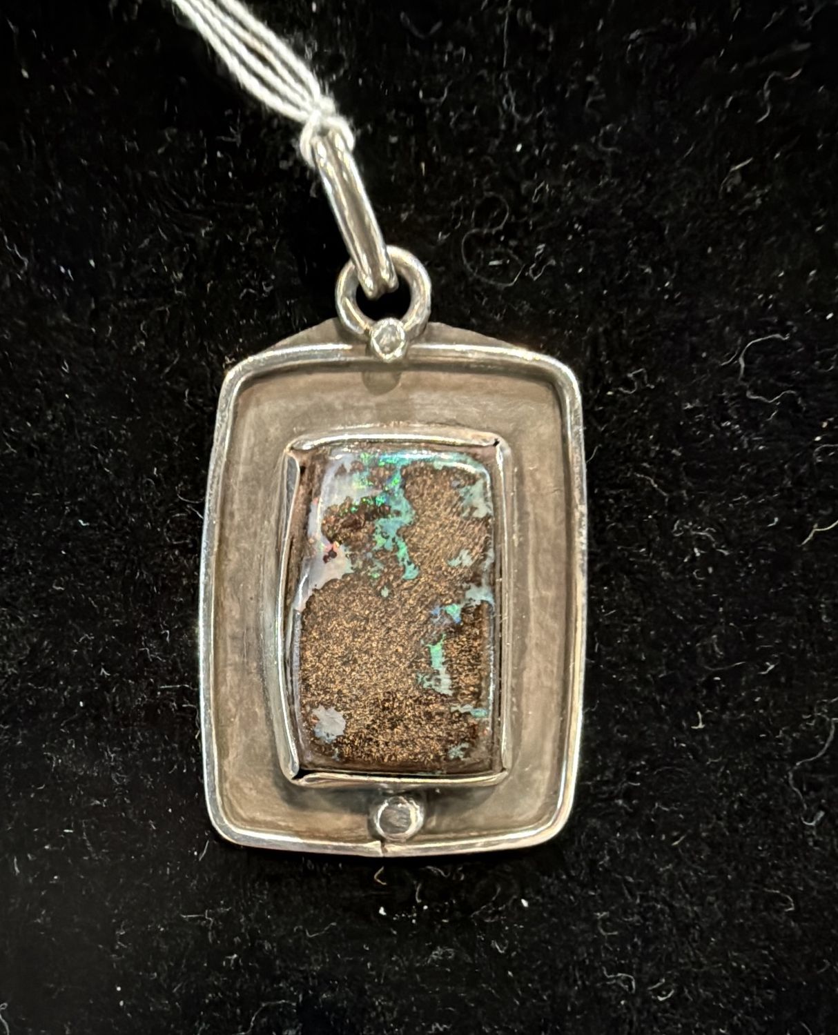 PA Square Boulder Opal in Sterling Pendant (pendant only)