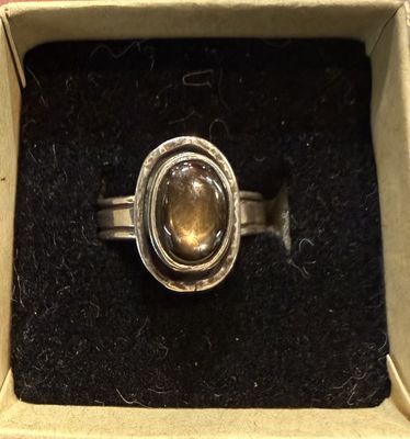 PA Oval Black Star Diopside Sterling Ring