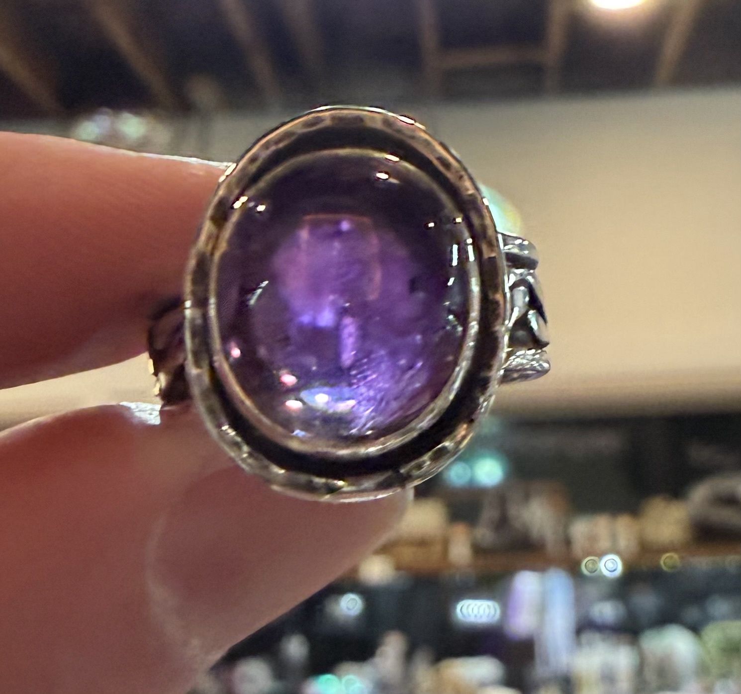 PA Oval Amethyst Sterling Celtic Band Ring