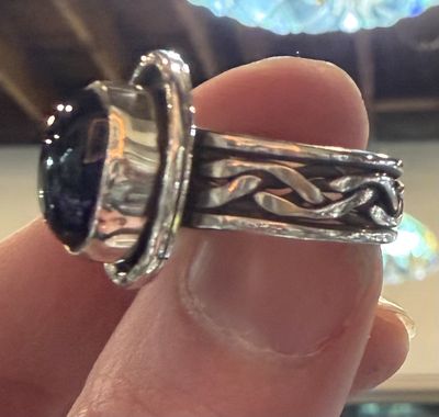 PA Oval Amethyst Sterling Celtic Band Ring