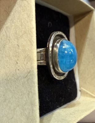 PA Oval Neon Blue Apatite Sterling Ring