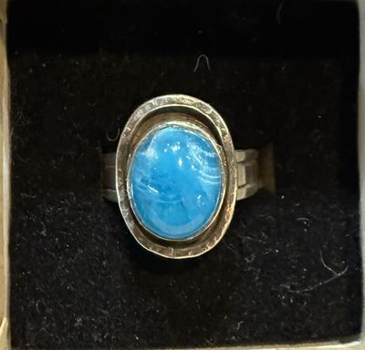 PA Oval Neon Blue Apatite Sterling Ring