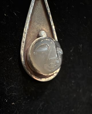 PA Carved Moonstone Moon Face Sterling Pendant (pendant only)