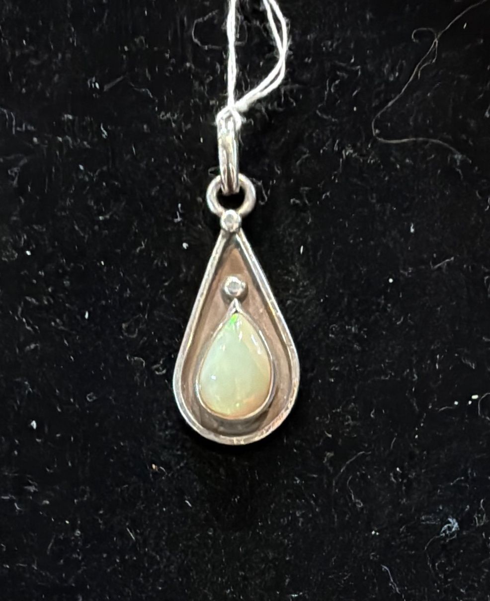PA Pear Shaped Ethiopian Opal in Sterling Pendant (pendant only)