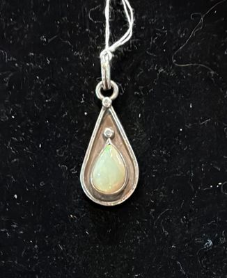PA Pear Shaped Ethiopian Opal in Sterling Pendant (pendant only)