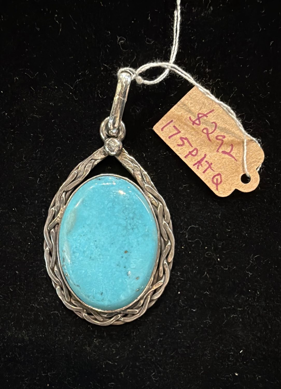 PA Large Oval Turquoise in Sterling Celtic Band Pendant (pendant only)