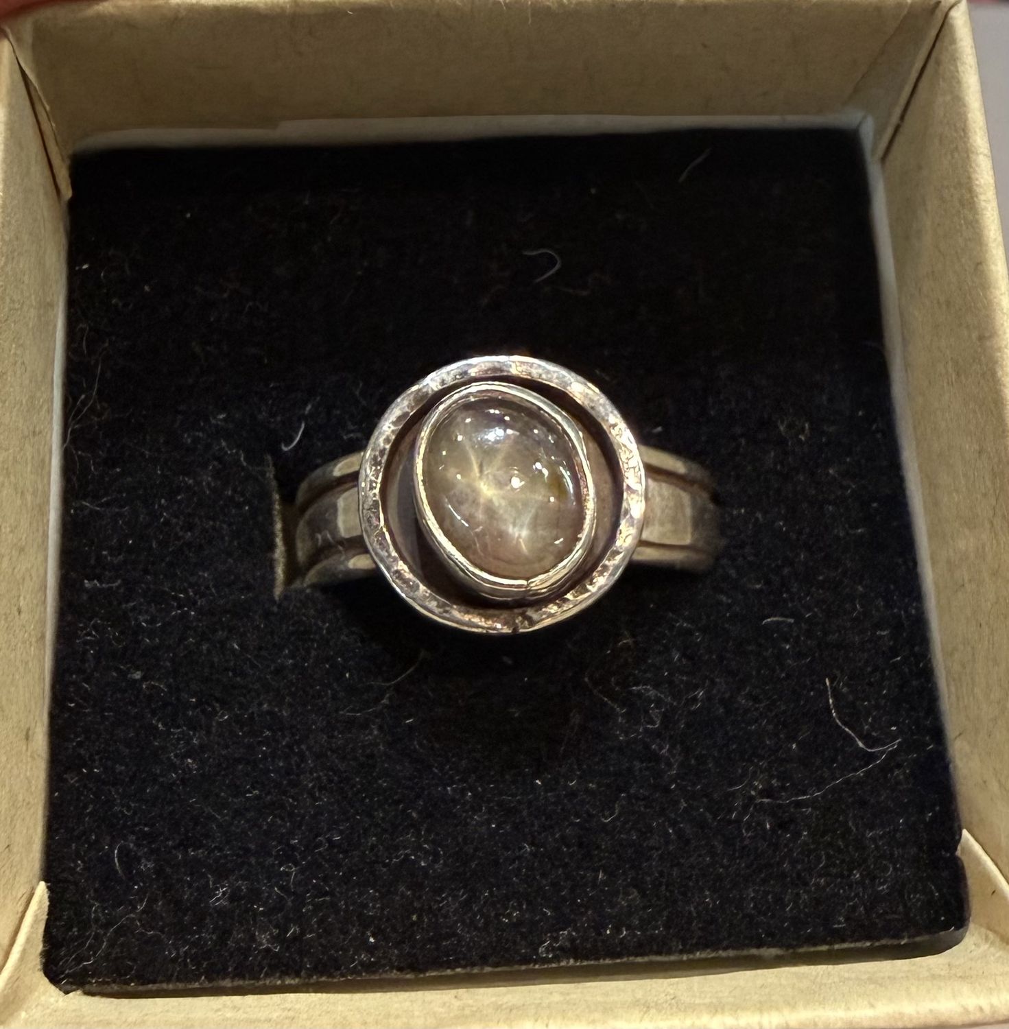 PA Oval Star Ruby in Circle Sterling Ring